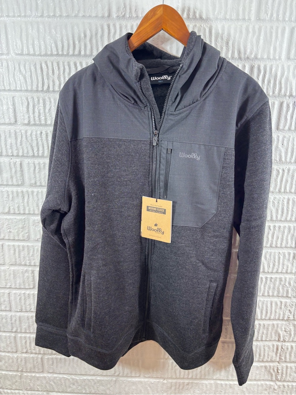 Woolly Merino Fleece Zip Hoodie Large NWT - Picture 2 of 6